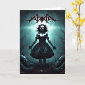 怖い女性ハロウィーン カード (黄色い花)