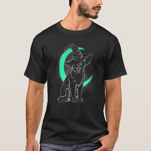 怖い子猫魔女の帽子ハロウィンネコ 1 Tシャツ (正面)