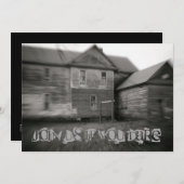 怖い家 おどろおどろしい 古い ぼろぼろの ハロウィン 招待状 (正面/裏面)