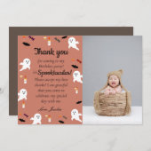 怖い小さな子供たちのハロウィン1歳の誕生日 サンキューカード (正面/裏面)