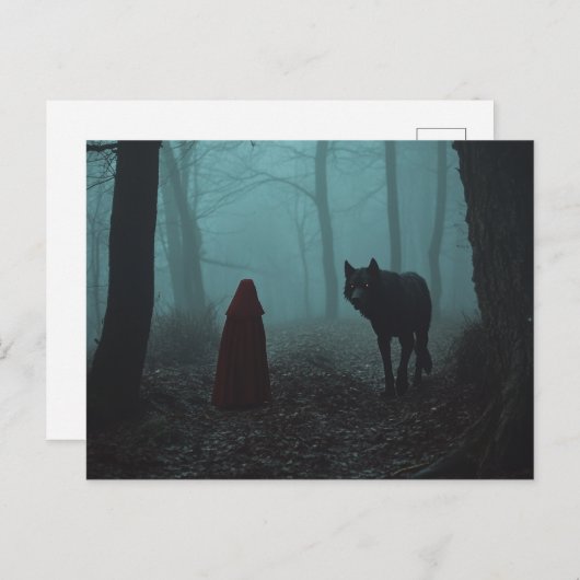 怖い小さな赤い乗馬フード人狼 ポストカード (正面/裏面)