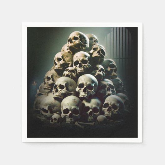 怖い山の叫び声スカルハローウィンパーティ スタンダードカクテルナプキン (正面)