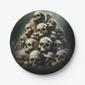 怖い山の叫び声スカルハローウィンパーティ ペーパープレート (正面)