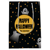 怖い幽霊たちパターンハローウィンパーティ ミディアムペーパーバッグ (裏面)