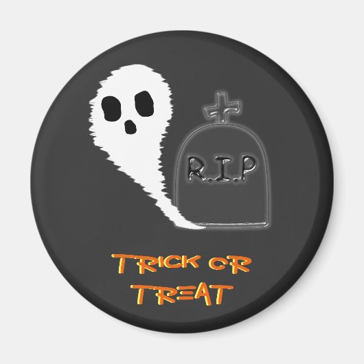 怖い幽霊と墓のハロウィンマグネット マグネット (正面)