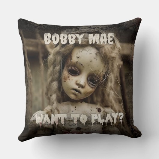 怖い幽霊のよく出るナース人形 – ホラー映画 クッション (裏面)