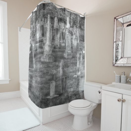 怖い幽霊のよく出る墓地、シャワーカーテンアート シャワーカーテン (インサイチュ)