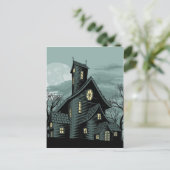 怖い幽霊のよく出る幽霊ハウスシーンイラストレーション ポストカード (スタンド正面)