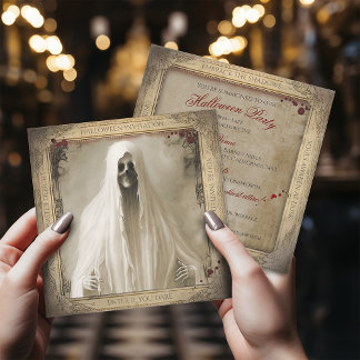 怖い幽霊のよく出る幽霊QRコード大人ハロウィーン 招待状