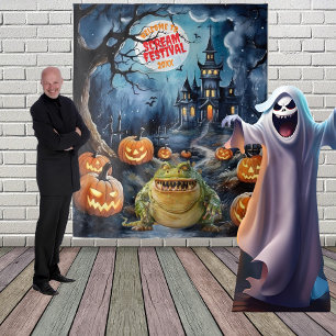 怖い幽霊の家 ハロウィンの背景 タペストリー
