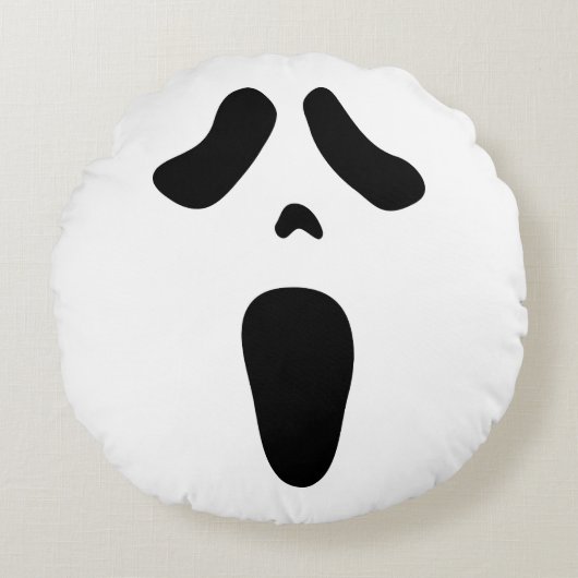 怖い幽霊の顔 ハロウィンパーティーの装飾 ラウンドクッション (正面)