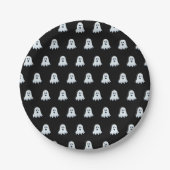 怖い幽霊パターン白黒 ペーパープレート (正面)