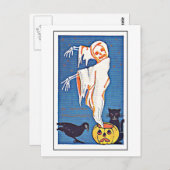 怖い幽霊ヴィンテージハロウィーン ポストカード (正面/裏面)