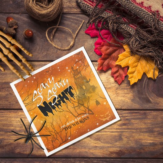 怖い怖い夜ハロウィンオレンジID946 スタンダードランチョンナプキン