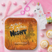 怖い怖い夜ハロウィンオレンジID946 ペーパープレート (パーティー)