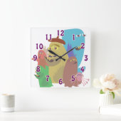 . .怖い怪物がおもしろいかわいいのアニメ スクエア壁時計 (ホーム)