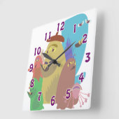 . .怖い怪物がおもしろいかわいいのアニメ スクエア壁時計 (傾斜)