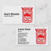 怖い怪物 – 赤 名刺 (正面/裏面)