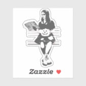 怖い悪いカボチャ頭のゴシックの女の子 シール (シート)