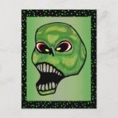 怖い悪の叫びグリーンスカル ポストカード (正面)