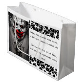 怖い悪の笑顔ピエロ&引用文 ラージペーパーバッグ (正面アングル)