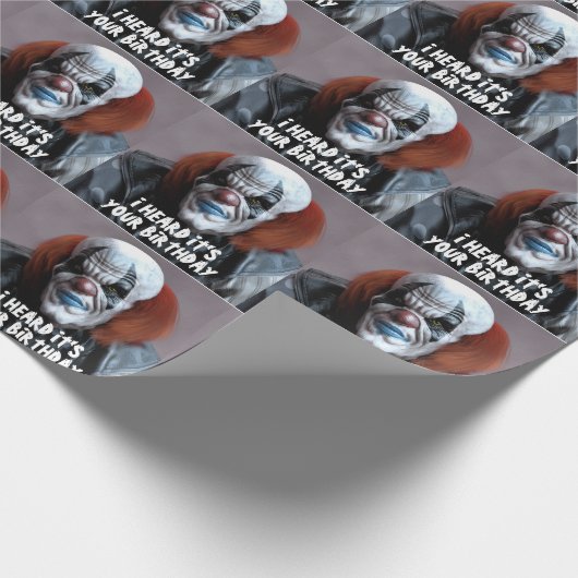 怖い悪ピエロおもしろいビッグ誕生日 ラッピングペーパー (角)