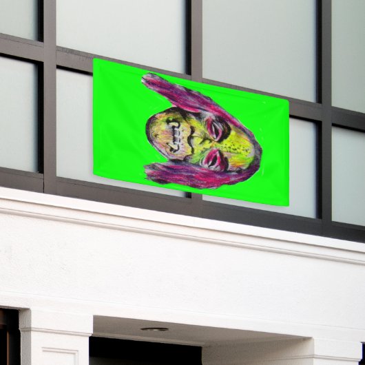 怖い悪魔のホラーモンスターポートレート 横断幕 (ビルの外側)