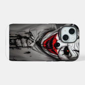 怖い悪魔の笑顔のピエロ iPhone 15ケース (裏面横)