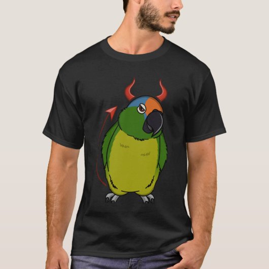 怖い悪魔の衣装オウム私の桃の前付き呉 Tシャツ (正面)