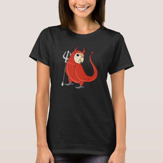 怖い悪魔の衣装オウム私の桃の顔の青い愛 Tシャツ (正面)