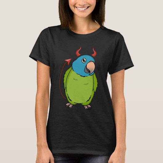 怖い悪魔の衣装オウム私の青の冠 Tシャツ (正面)