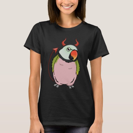 怖い悪魔の衣装オウム私はインコを口ひげ Tシャツ (正面)