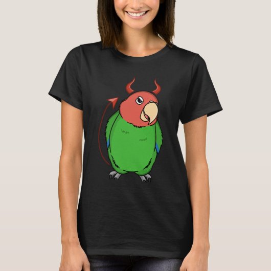 怖い悪魔の衣装オウム私はバラ色の緑の愛に直面 Tシャツ (正面)