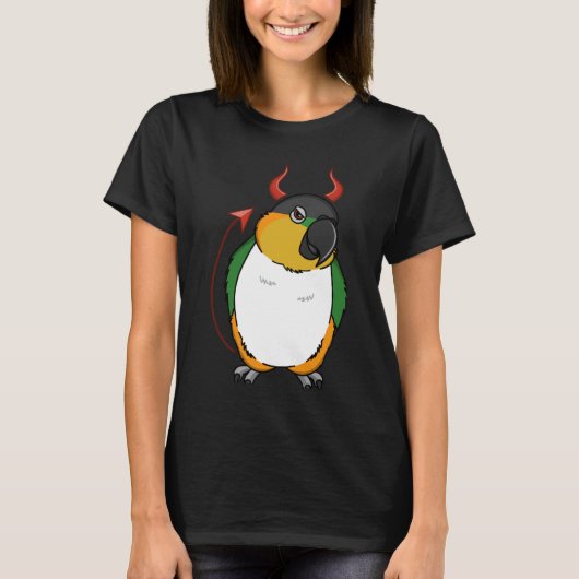 怖い悪魔の衣装オウム私は黒い頭のカイケ Tシャツ (正面)