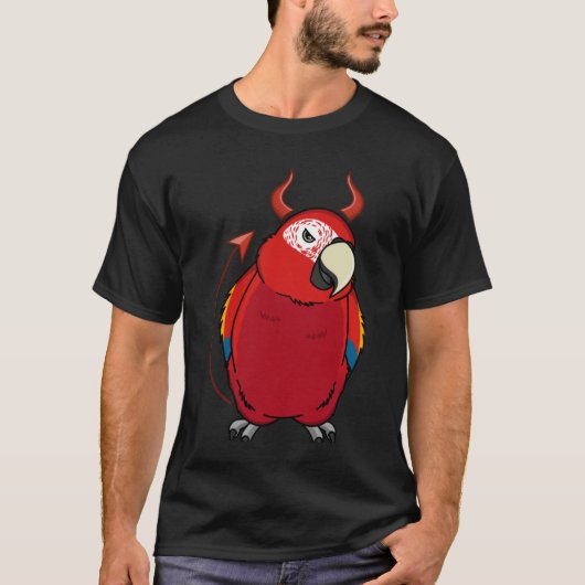 怖い悪魔の衣装オウムI緋色のマカオ Tシャツ (正面)