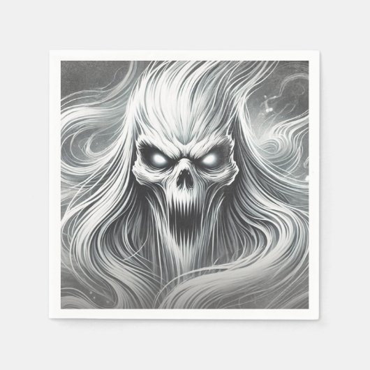 怖い悲鳴ポルターガイスト幽霊ハローウィンパーティ スタンダードカクテルナプキン (正面)