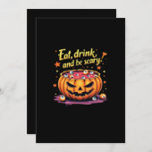 怖い映画の夜 ハロウィン 飲んで食べて怖がろう シーズンカード (正面/裏面)