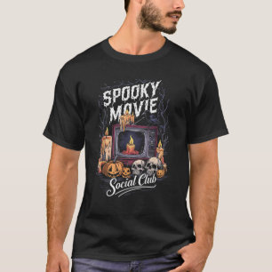 怖い映画の社交クラブ ビンテージTV ハロウィーン ホラー Tシャツ