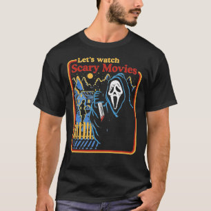 怖い映画を見て恐怖を叫ぶ Tシャツ
