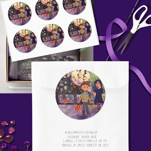 怖い時間のモンスターキッズ ハロウィン ラウンドシール