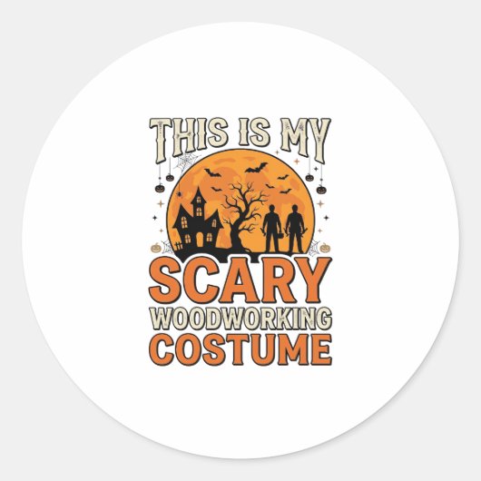 怖い木工の衣装 ハロウィン ヴィンテージデザイン ラウンドシール (正面)