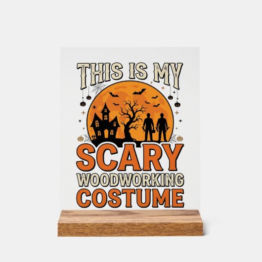 怖い木工の衣装 ハロウィン ヴィンテージ デザイン アクリルサイン (正面)