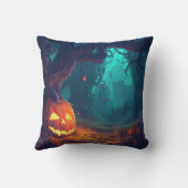 怖い森のハロウィンのジャック・オ・ランタン クッション (裏面)