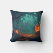 怖い森のハロウィンのジャック・オ・ランタン クッション (正面)