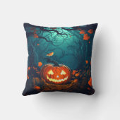 怖い森のハロウィンのジャック・オ・ランタン クッション (裏面)