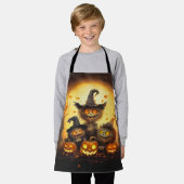 怖い森の怪物ハッピーハローウィン エプロン (着用した状態)