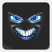 怖い歯で微笑む青い怖い顔 スクエアシール (正面)