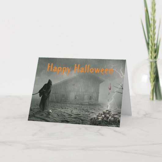 怖い死神のハロウィーンシーン カード (正面)