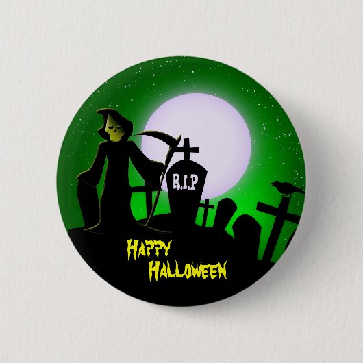 怖い死神ハロウィーン 缶バッジ (正面)