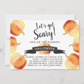 怖い水の色のカボチャハローウィンパーティ 招待状 (正面)